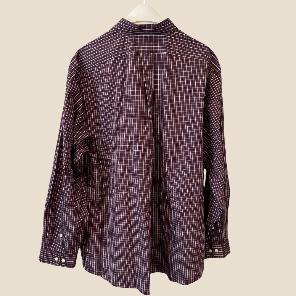 Eddie Bauer Mens 2XL Eggplant Purple Grid Wrinkle Free Relaxed Fit Shirt NWT - Picture 4 of 10